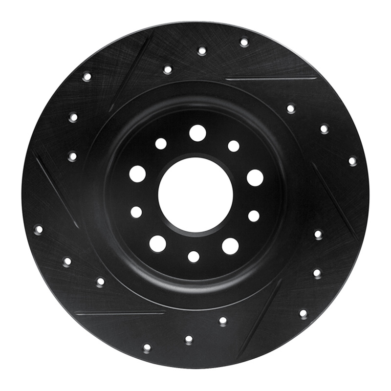 Fiat 500L Brake Rotor (1) - Rear Right - R1 Concepts - Drilled & Slotted - Black - `14-`19